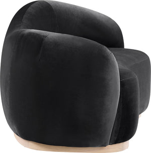 Meridian Furniture Gustavo Art Deco Curved Velvet Sofa with Sculpted Arms and Solid Wood Legs for Living Rooms Black 72.5 inches 44081Black-L