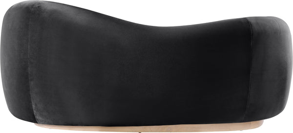 Meridian Furniture Gustavo Art Deco Curved Velvet Sofa with Sculpted Arms and Solid Wood Legs for Living Rooms Black 72.5 inches 44081Black-L