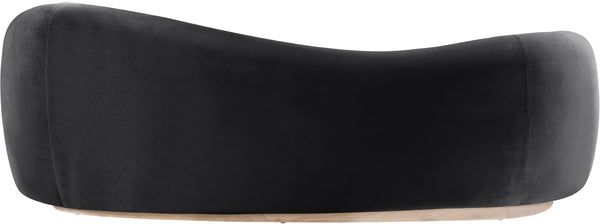 Meridian Furniture Gustavo Art Deco Curved Velvet Sofa with Sculpted Arms and Solid Wood Legs for Living Rooms Black 92.5 inches 44081Black-S