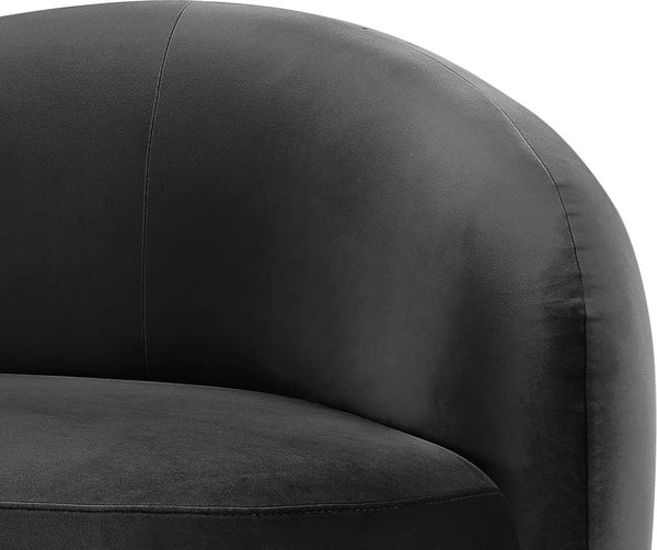 Meridian Furniture Gustavo Art Deco Curved Velvet Sofa with Sculpted Arms and Solid Wood Legs for Living Rooms Black 92.5 inches 44081Black-S
