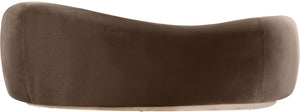 Meridian Furniture Gustavo Art Deco Curved Velvet Sofa with Sculpted Arms and Solid Wood Legs for Living Rooms Brown 92.5 inches 44081Brown-S