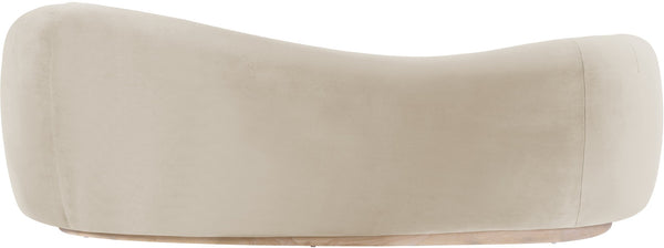Meridian Furniture Gustavo Art Deco Curved Velvet Sofa with Sculpted Arms and Solid Wood Legs for Living Rooms Cream 92.5 inches 44081Cream-S