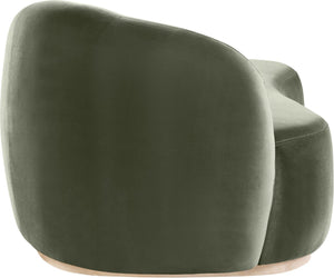Meridian Furniture Gustavo Art Deco Velvet Chaise Lounge with Sculptural Curves and Solid Wood Base Green 44081Green-Chaise