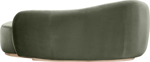 Meridian Furniture Gustavo Art Deco Velvet Chaise Lounge with Sculptural Curves and Solid Wood Base Green 44081Green-Chaise
