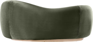 Meridian Furniture Gustavo Art Deco Curved Velvet Sofa with Sculpted Arms and Solid Wood Legs for Living Rooms Green 72.5 inches 44081Green-L