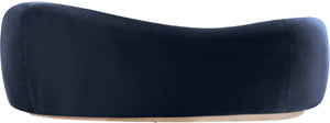 Meridian Furniture Gustavo Art Deco Curved Velvet Sofa with Sculpted Arms and Solid Wood Legs for Living Rooms Navy 92.5 inches 44081Navy-S