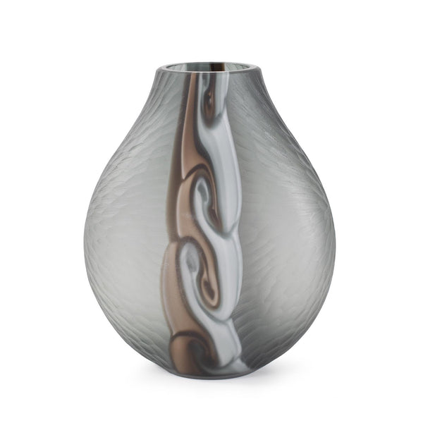 Howard Elliott Smooth Vibe Textured Glass Vase - Striking Brown And Smoky Design For Home Decor Elegance Gray Glass 44085-howard-elliott