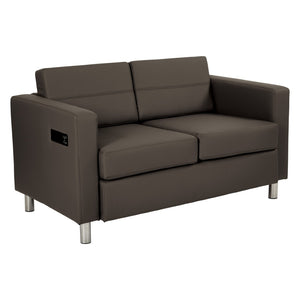 OSP Home Furnishings Atlantic Compact Loveseat with Built-in Usb Charging Ports and Chrome Legs for Modern Spaces Graphite ATL52-R111