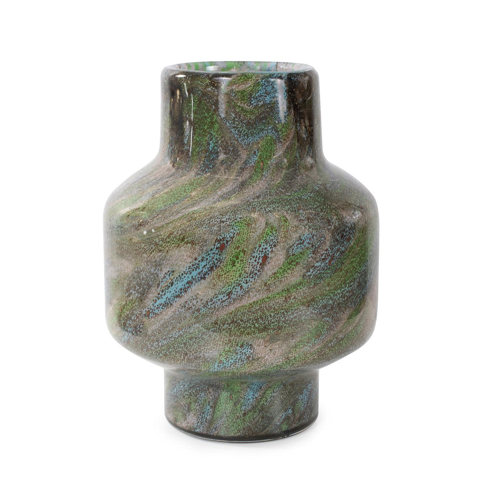 Howard Elliott Kabir Glass Vase - Vibrant Kaleidoscope Colors To Elevate Your Home Decor With Sparkling Style Green Glass 44093-howard-elliott
