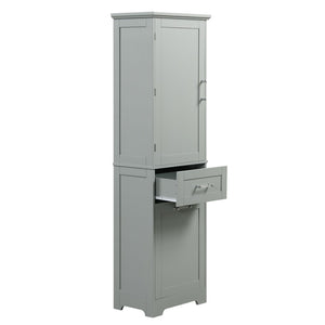 English Elm Tall Bathroom Storage Cabinet - Freestanding Grey Mdf Unit With Drawers & Adjustable Shelf For Organizing N725P206895E-GIGA