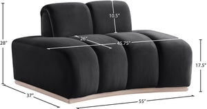 Meridian Furniture Jace Sculptural Velvet Accent Chair with Rubberwood Base and Organic Curves for Modern Interiors Black 44093Black-C