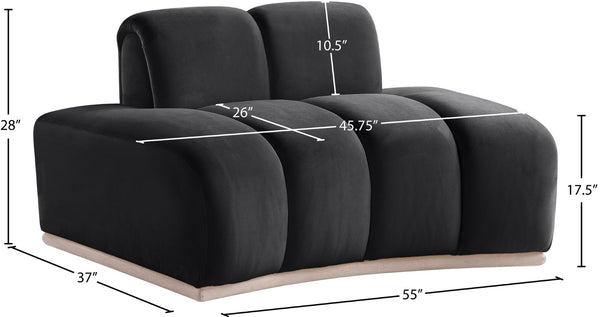 Meridian Furniture Jace Sculptural Velvet Accent Chair with Rubberwood Base and Organic Curves for Modern Interiors Black 44093Black-C