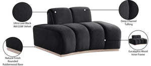 Meridian Furniture Jace Sculptural Velvet Accent Chair with Rubberwood Base and Organic Curves for Modern Interiors Black 44093Black-C