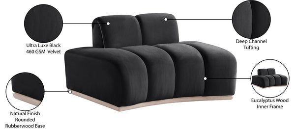 Meridian Furniture Jace Sculptural Velvet Accent Chair with Rubberwood Base and Organic Curves for Modern Interiors Black 44093Black-C