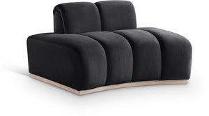 Meridian Furniture Jace Sculptural Velvet Accent Chair with Rubberwood Base and Organic Curves for Modern Interiors Black 44093Black-C