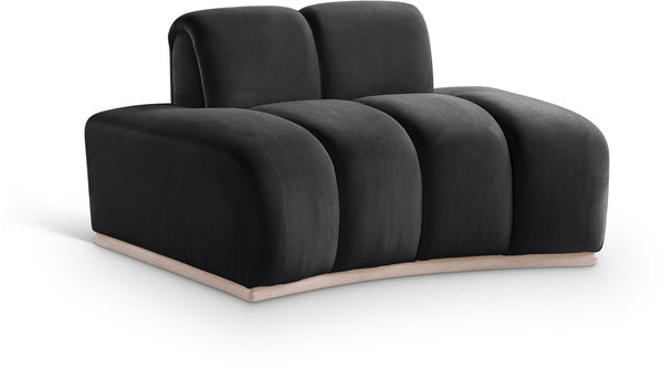 Meridian Furniture Jace Sculptural Velvet Accent Chair with Rubberwood Base and Organic Curves for Modern Interiors Black 44093Black-C