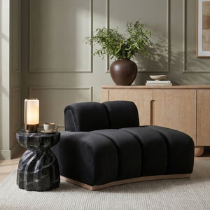Meridian Furniture Jace Sculptural Velvet Accent Chair with Rubberwood Base and Organic Curves for Modern Interiors Black 44093Black-C
