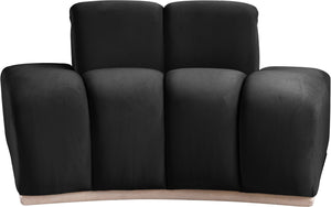 Meridian Furniture Jace Sculptural Velvet Accent Chair with Rubberwood Base and Organic Curves for Modern Interiors Black 44093Black-C