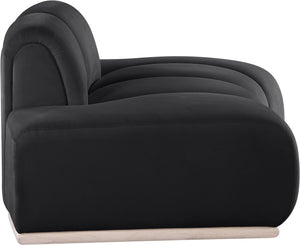 Meridian Furniture Jace Sculptural Velvet Accent Chair with Rubberwood Base and Organic Curves for Modern Interiors Black 44093Black-C