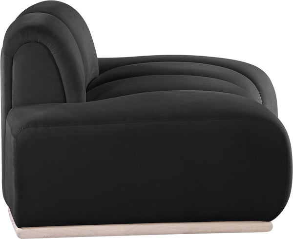 Meridian Furniture Jace Sculptural Velvet Accent Chair with Rubberwood Base and Organic Curves for Modern Interiors Black 44093Black-C