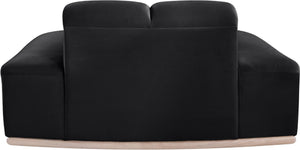 Meridian Furniture Jace Sculptural Velvet Accent Chair with Rubberwood Base and Organic Curves for Modern Interiors Black 44093Black-C