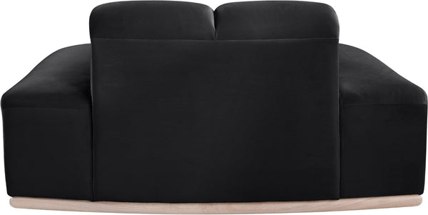 Meridian Furniture Jace Sculptural Velvet Accent Chair with Rubberwood Base and Organic Curves for Modern Interiors Black 44093Black-C