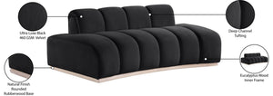 Meridian Furniture Jace Sculptural Curved Velvet Sofa with Rubberwood Base for Modern Living Rooms Black 78.5 inches 44093Black-L
