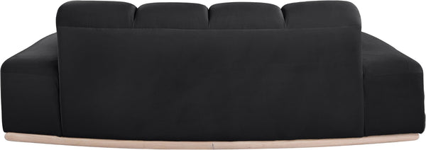 Meridian Furniture Jace Sculptural Curved Velvet Sofa with Rubberwood Base for Modern Living Rooms Black 78.5 inches 44093Black-L