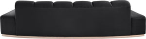 Meridian Furniture Jace Sculptural Curved Velvet Sofa with Rubberwood Base for Modern Living Rooms Black 106 inches 44093Black-S