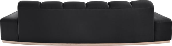 Meridian Furniture Jace Sculptural Curved Velvet Sofa with Rubberwood Base for Modern Living Rooms Black 106 inches 44093Black-S