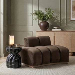 Meridian Furniture Jace Sculptural Velvet Accent Chair with Rubberwood Base and Organic Curves for Modern Interiors Brown 44093Brown-C