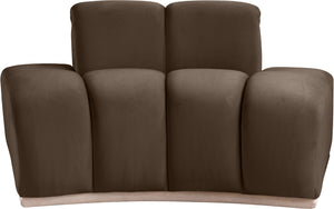Meridian Furniture Jace Sculptural Velvet Accent Chair with Rubberwood Base and Organic Curves for Modern Interiors Brown 44093Brown-C