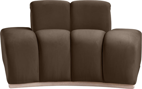 Meridian Furniture Jace Sculptural Velvet Accent Chair with Rubberwood Base and Organic Curves for Modern Interiors Brown 44093Brown-C