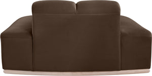 Meridian Furniture Jace Sculptural Velvet Accent Chair with Rubberwood Base and Organic Curves for Modern Interiors Brown 44093Brown-C