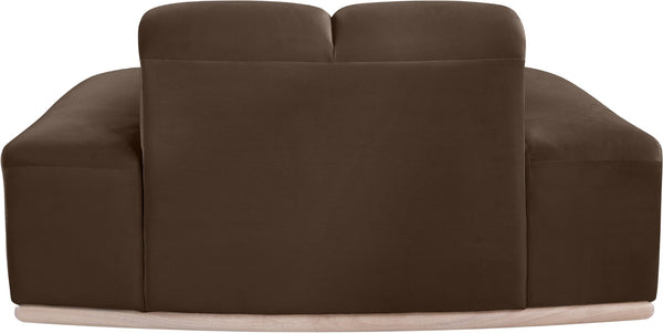 Meridian Furniture Jace Sculptural Velvet Accent Chair with Rubberwood Base and Organic Curves for Modern Interiors Brown 44093Brown-C