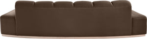 Meridian Furniture Jace Sculptural Curved Velvet Sofa with Rubberwood Base for Modern Living Rooms Brown 106 inches 44093Brown-S