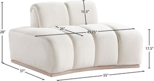 Meridian Furniture Jace Sculptural Velvet Accent Chair with Rubberwood Base and Organic Curves for Modern Interiors Cream 44093Cream-C