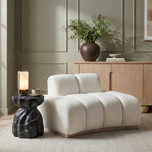 Meridian Furniture Jace Sculptural Velvet Accent Chair with Rubberwood Base and Organic Curves for Modern Interiors Cream 44093Cream-C