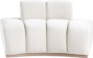 Meridian Furniture Jace Sculptural Velvet Accent Chair with Rubberwood Base and Organic Curves for Modern Interiors Cream 44093Cream-C