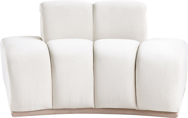 Meridian Furniture Jace Sculptural Velvet Accent Chair with Rubberwood Base and Organic Curves for Modern Interiors Cream 44093Cream-C