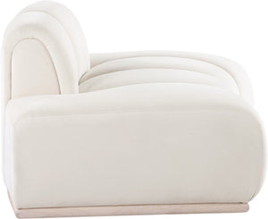 Meridian Furniture Jace Sculptural Velvet Accent Chair with Rubberwood Base and Organic Curves for Modern Interiors Cream 44093Cream-C