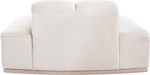 Meridian Furniture Jace Sculptural Velvet Accent Chair with Rubberwood Base and Organic Curves for Modern Interiors Cream 44093Cream-C