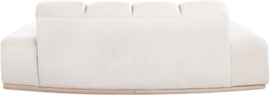 Meridian Furniture Jace Sculptural Curved Velvet Sofa with Rubberwood Base for Modern Living Rooms Cream 78.5 inches 44093Cream-L