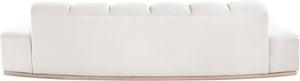 Meridian Furniture Jace Sculptural Curved Velvet Sofa with Rubberwood Base for Modern Living Rooms Cream 106 inches 44093Cream-S