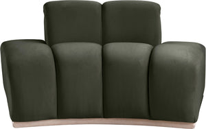 Meridian Furniture Jace Sculptural Velvet Accent Chair with Rubberwood Base and Organic Curves for Modern Interiors Green 44093Green-C
