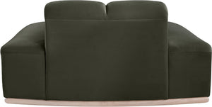 Meridian Furniture Jace Sculptural Velvet Accent Chair with Rubberwood Base and Organic Curves for Modern Interiors Green 44093Green-C
