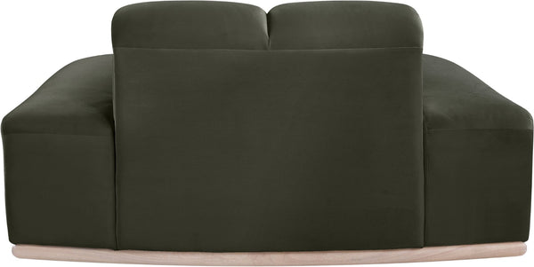 Meridian Furniture Jace Sculptural Velvet Accent Chair with Rubberwood Base and Organic Curves for Modern Interiors Green 44093Green-C