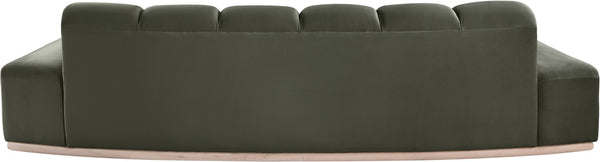Meridian Furniture Jace Sculptural Curved Velvet Sofa with Rubberwood Base for Modern Living Rooms Green 106 inches 44093Green-S