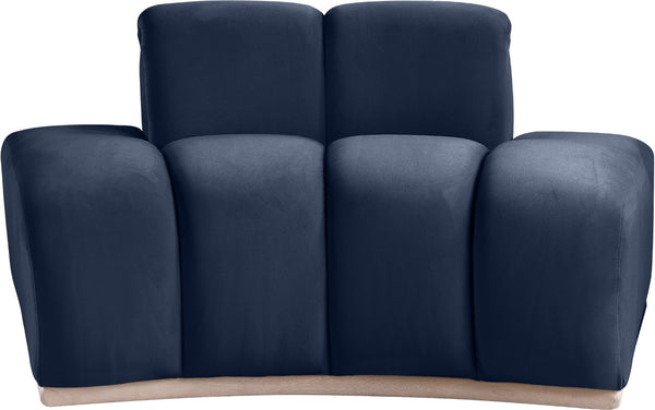 Meridian Furniture Jace Sculptural Velvet Accent Chair with Rubberwood Base and Organic Curves for Modern Interiors Navy 44093Navy-C