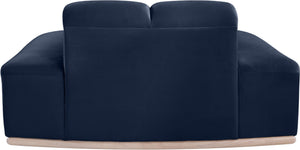 Meridian Furniture Jace Sculptural Velvet Accent Chair with Rubberwood Base and Organic Curves for Modern Interiors Navy 44093Navy-C